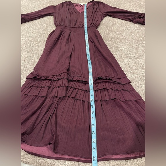 Evereve Layla Satin Women's Dress, Mid Length, Long Sleeve, Purple/Burgundy, XS - Picture 10 of 16